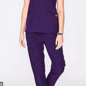 Figs Kade Cargo Small Tall Purple Scrub Pants